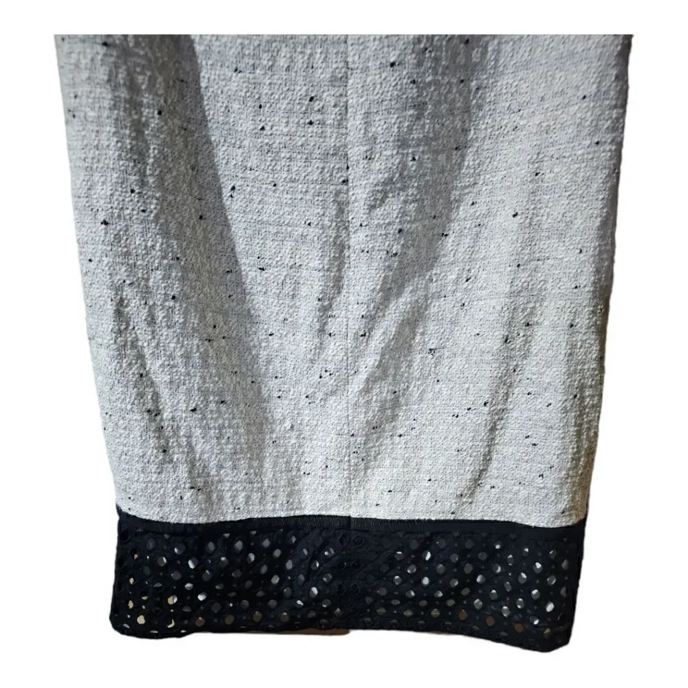 ANN TAYLOR Tweed Eyelet Trim Cream Black‎ Shift Dress - Size 8 - Picture 5 of 7